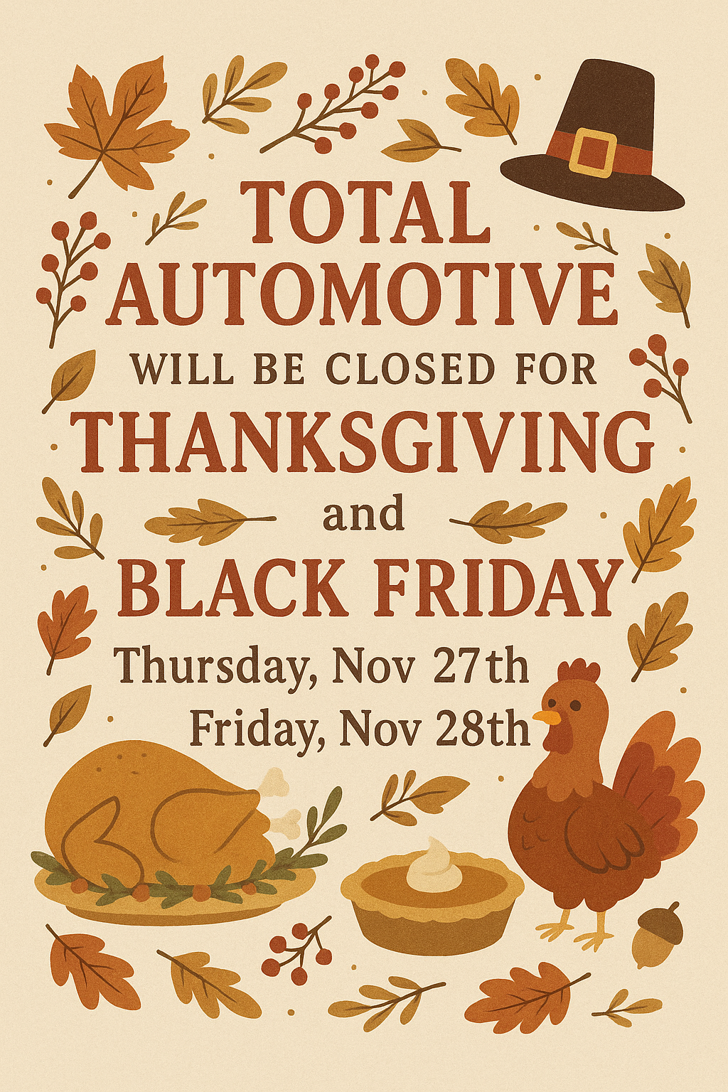 Closed Nov 27th & 28th
